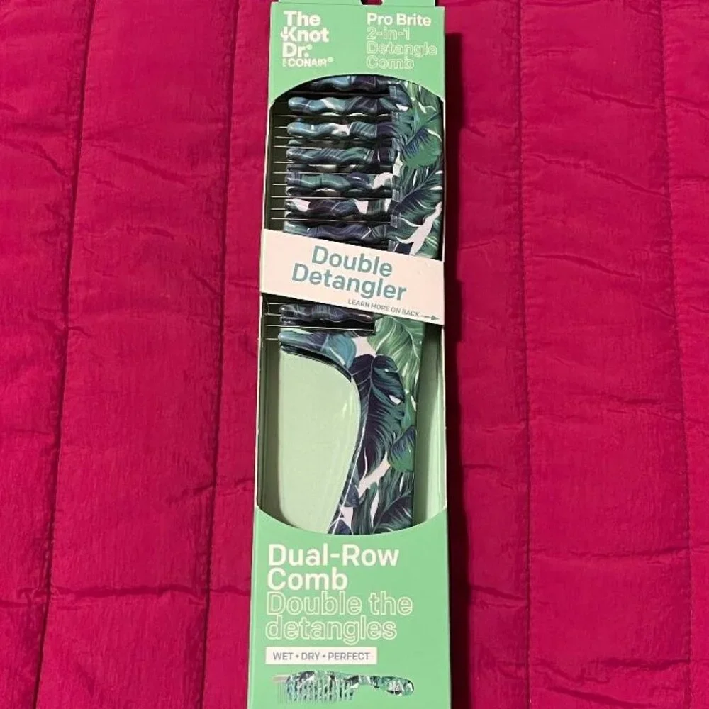 NEW CONAIR ~ THE KNOT DR . 2 - IN - 1 DETANGLE DUAL ROW WET / DRY DETANGLER COMB